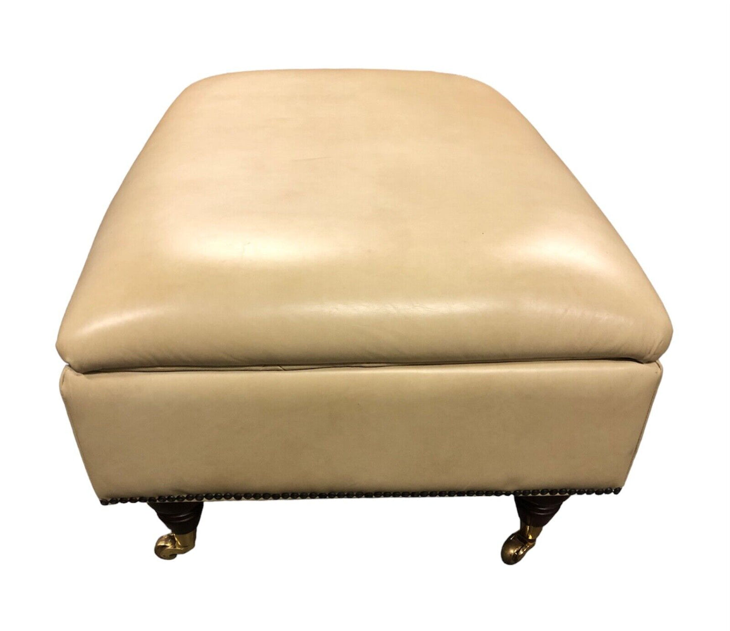 000892....Handsome Large Cream Leather Stool