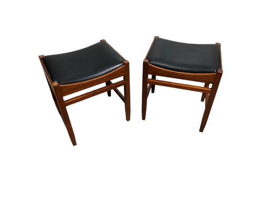 000873....Handsome Pair Of Retro Teak Stools ( sold )