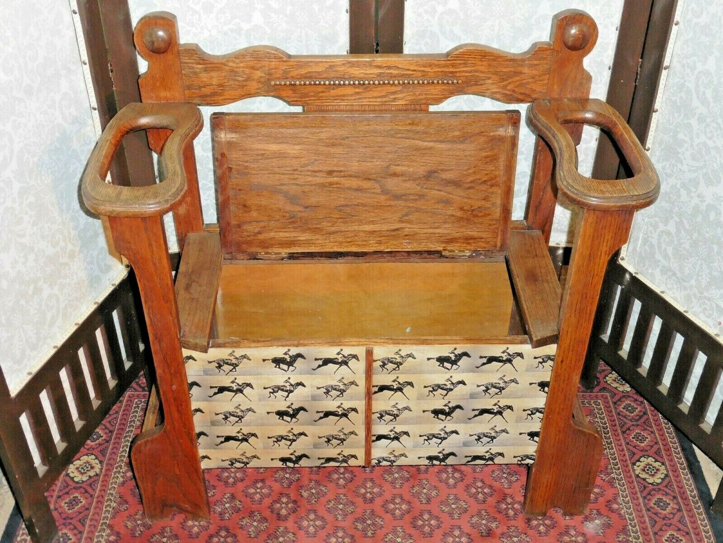 112.....Handsome Vintage Solid Oak Hall Seat Vintage Sick Stand