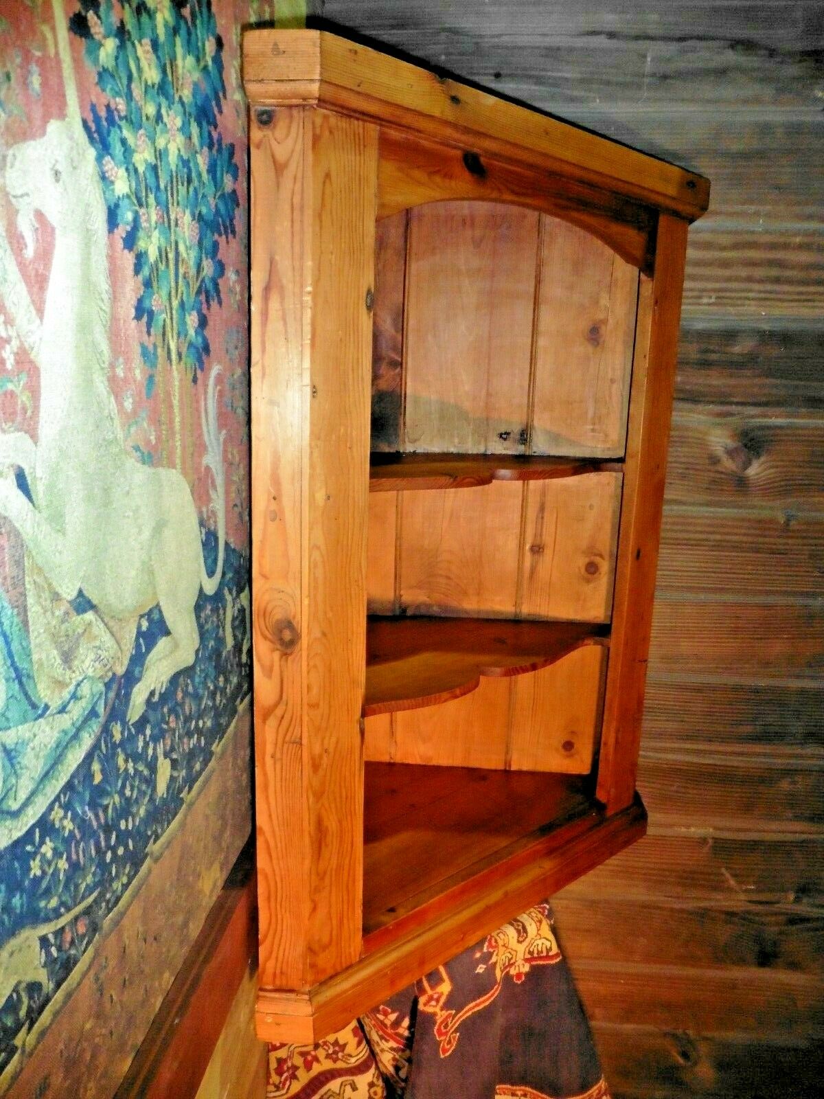 406.....Old Solid Pine Corner Shelves / Vintage Pine Corner Cabinet ( SOLD )
