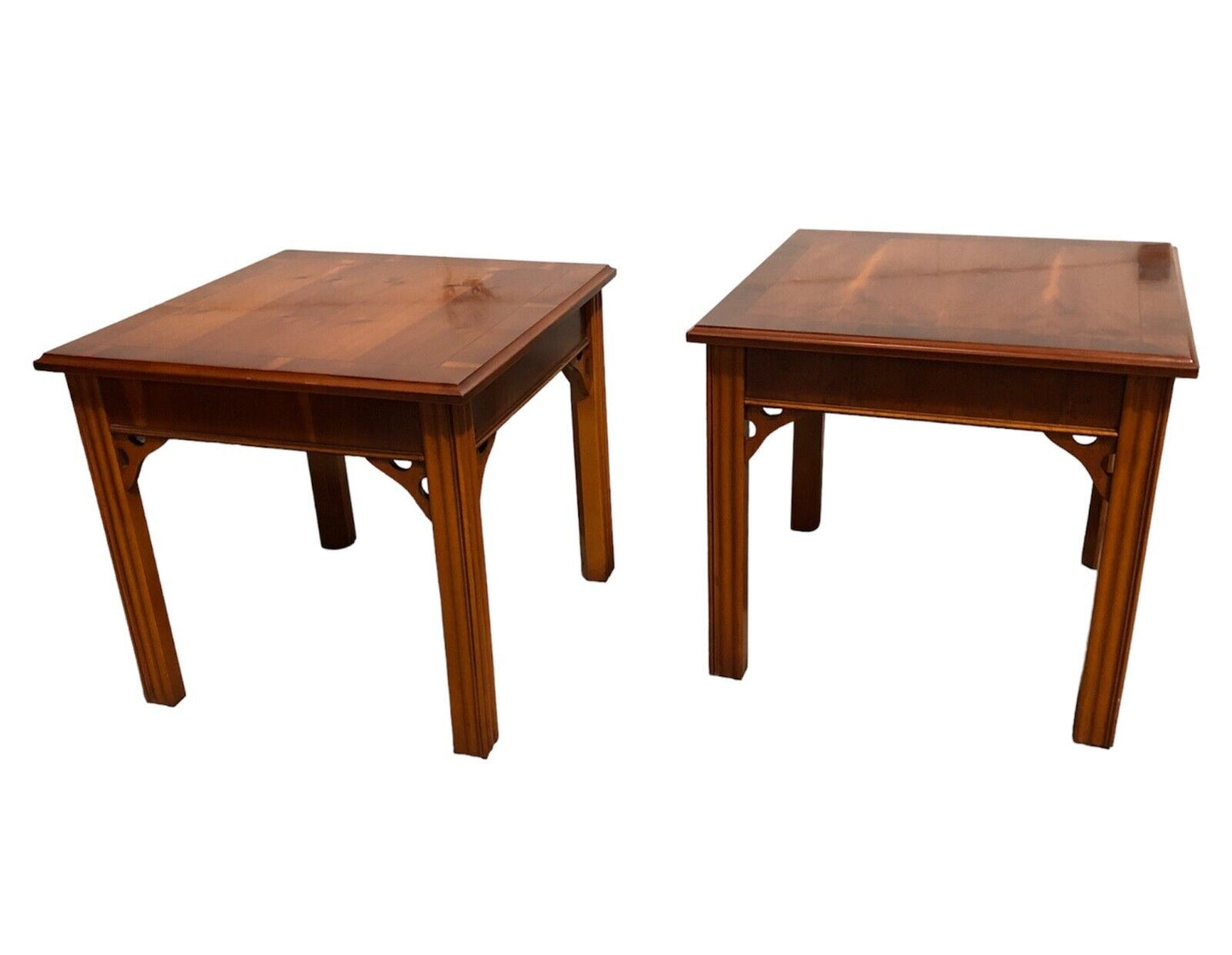 000872....Handsome Pair Of Vintage Yew End Tables / Coffee Tables ( sold )