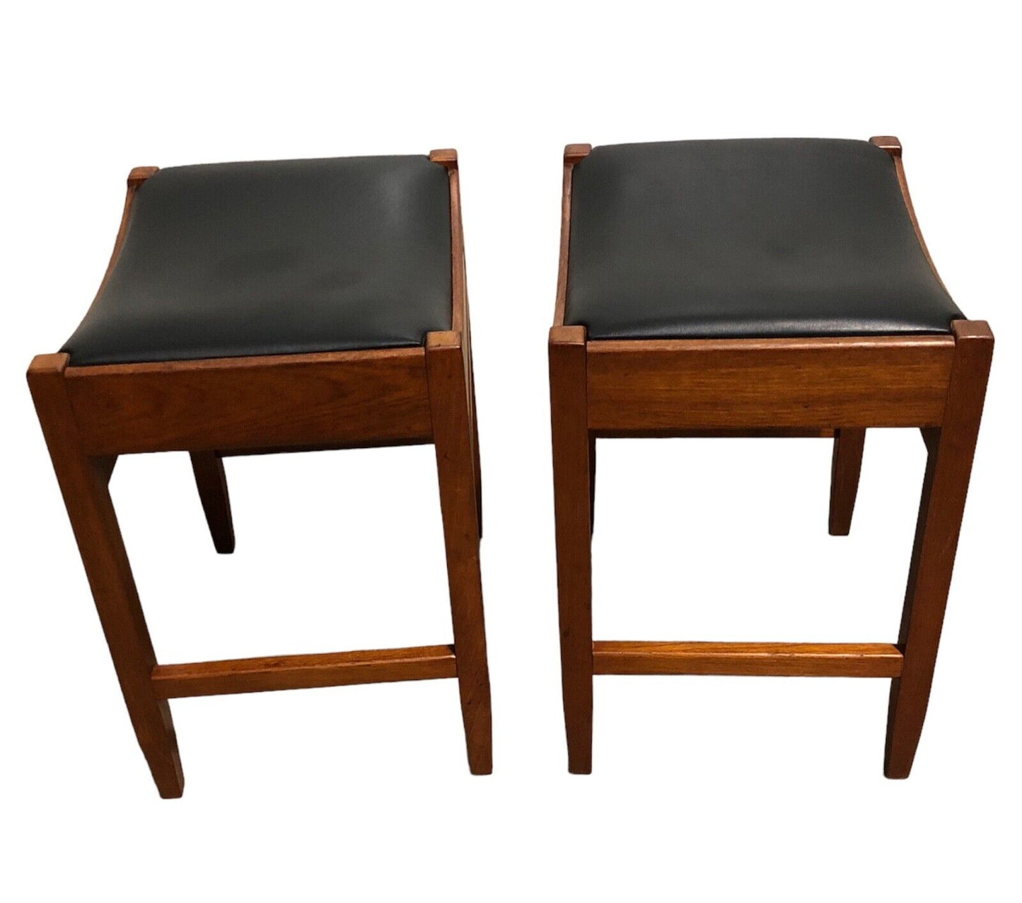 000873....Handsome Pair Of Retro Teak Stools ( sold )