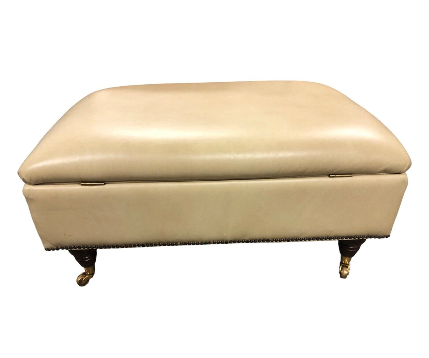 000892....Handsome Large Cream Leather Stool