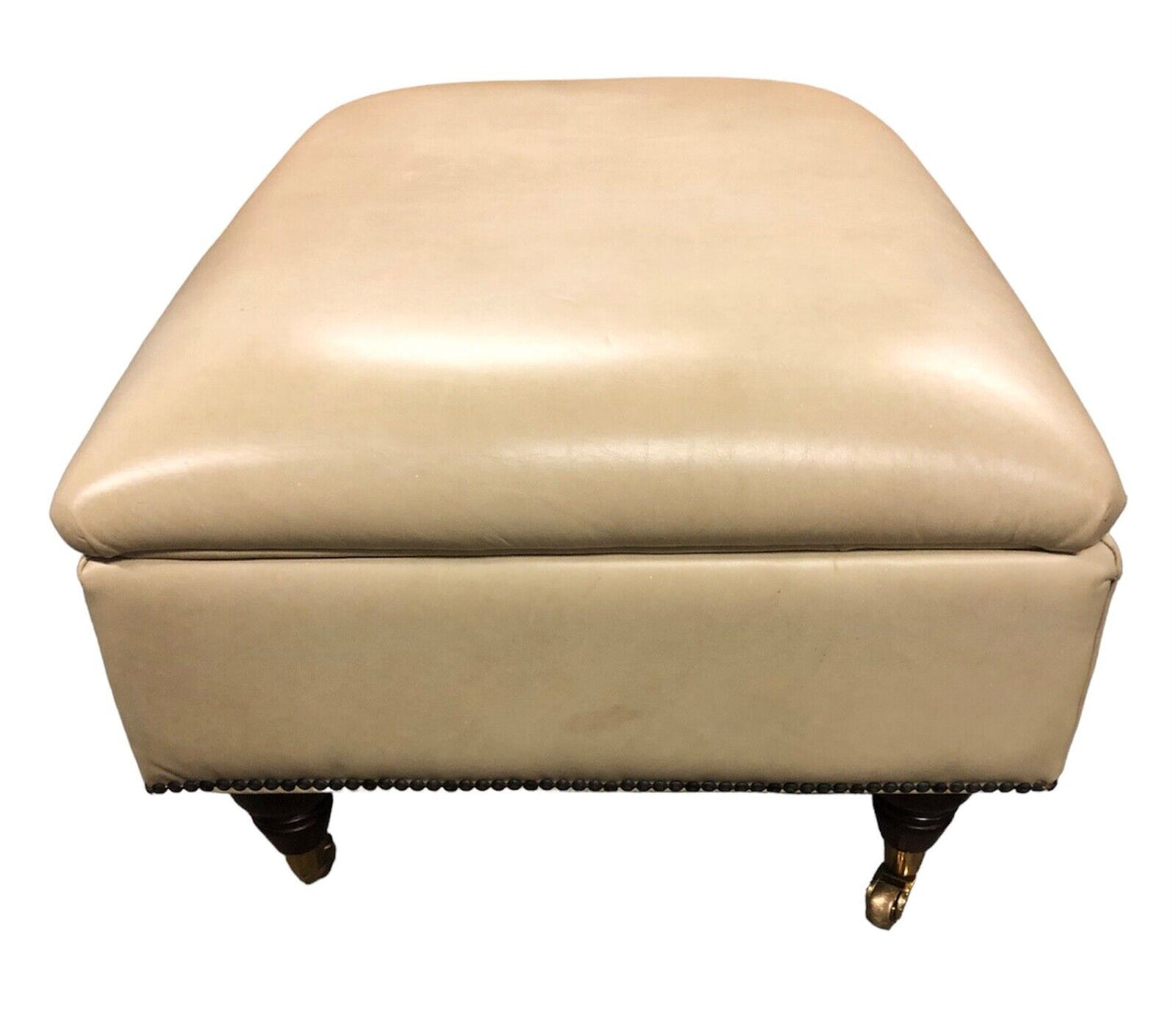 000892....Handsome Large Cream Leather Stool