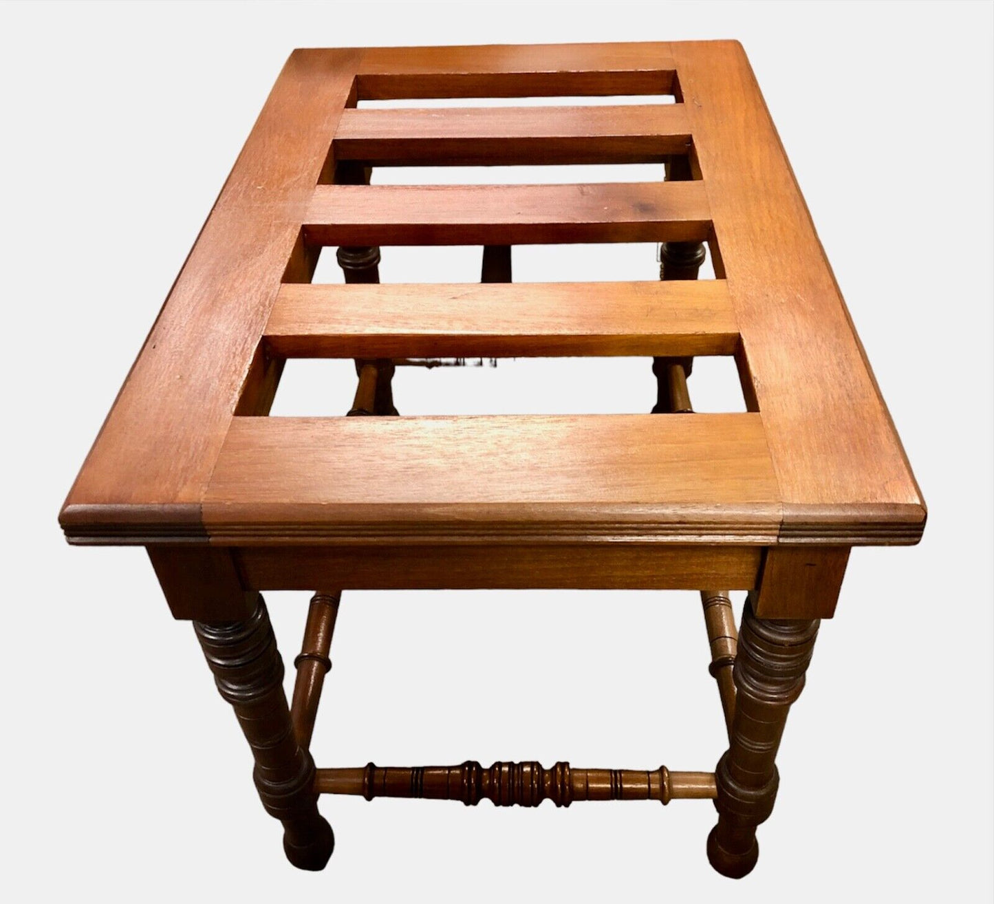 000890....Handsome Antique Walnut Luggage Stand / Luggage Rack ( sold )