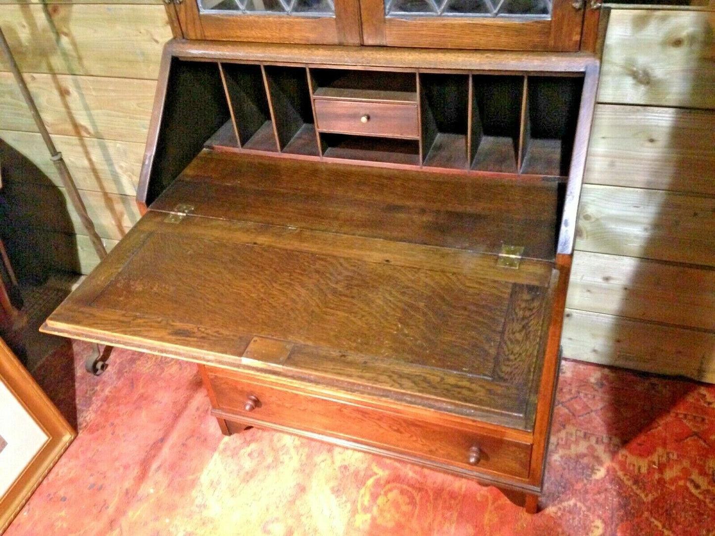 424.....Vintage Oak Bureau Bookcase / Old Charm Style Bureau Bookcase ( SOLD )