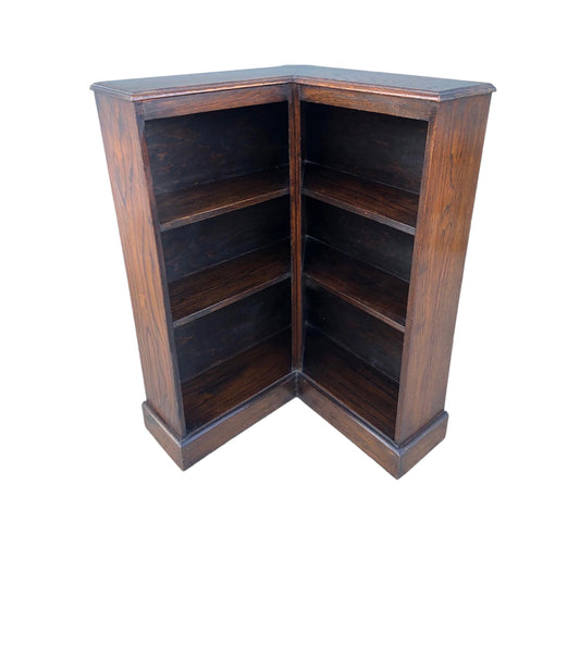 000911....Rare Vintage Oak Corner Bookcase / Oak Bookshelves ( sold )