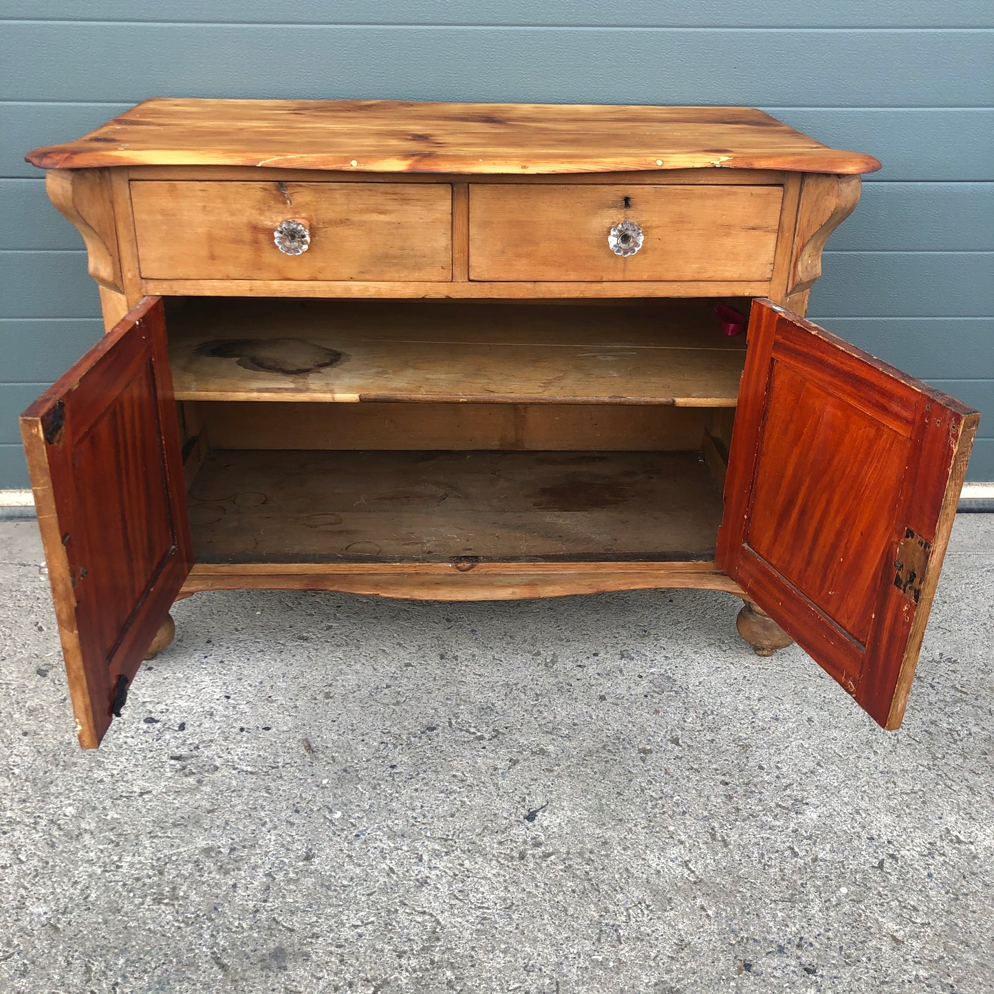 Antique Small Pine Sideboard / Stripped Pine Cupboard ( SOLD )