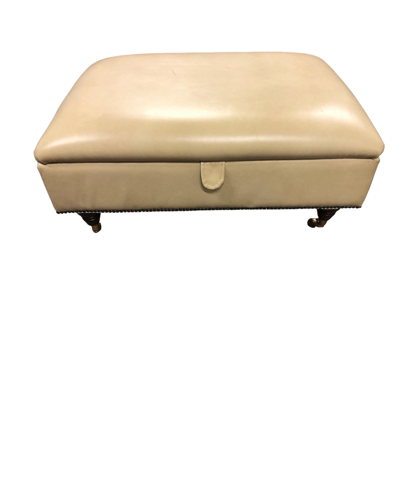 000892....Handsome Large Cream Leather Stool