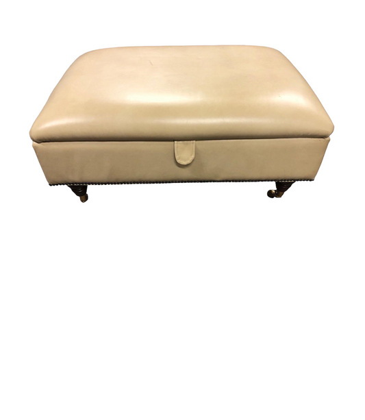 000892....Handsome Large Cream Leather Stool