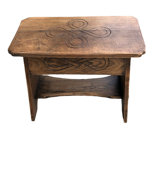 000930....Handsome Vintage Arts And Crafts Oak Stool ( sold )