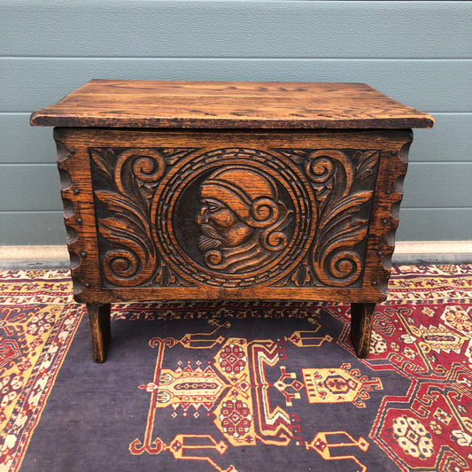 Gorgeous Carved Oak Small Chest / Vintage Carved Box ( SOLD )