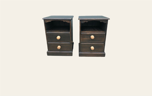 137.....A Pair Of Vintage Heavy Pine Bedside Cabinets / Bedside Chests ( sold )