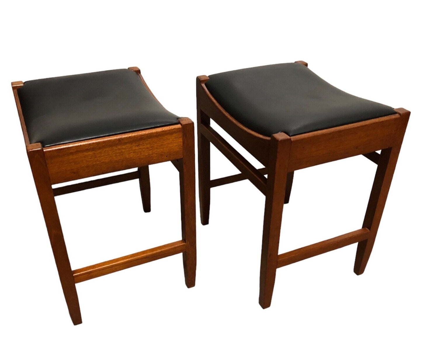 000873....Handsome Pair Of Retro Teak Stools ( sold )