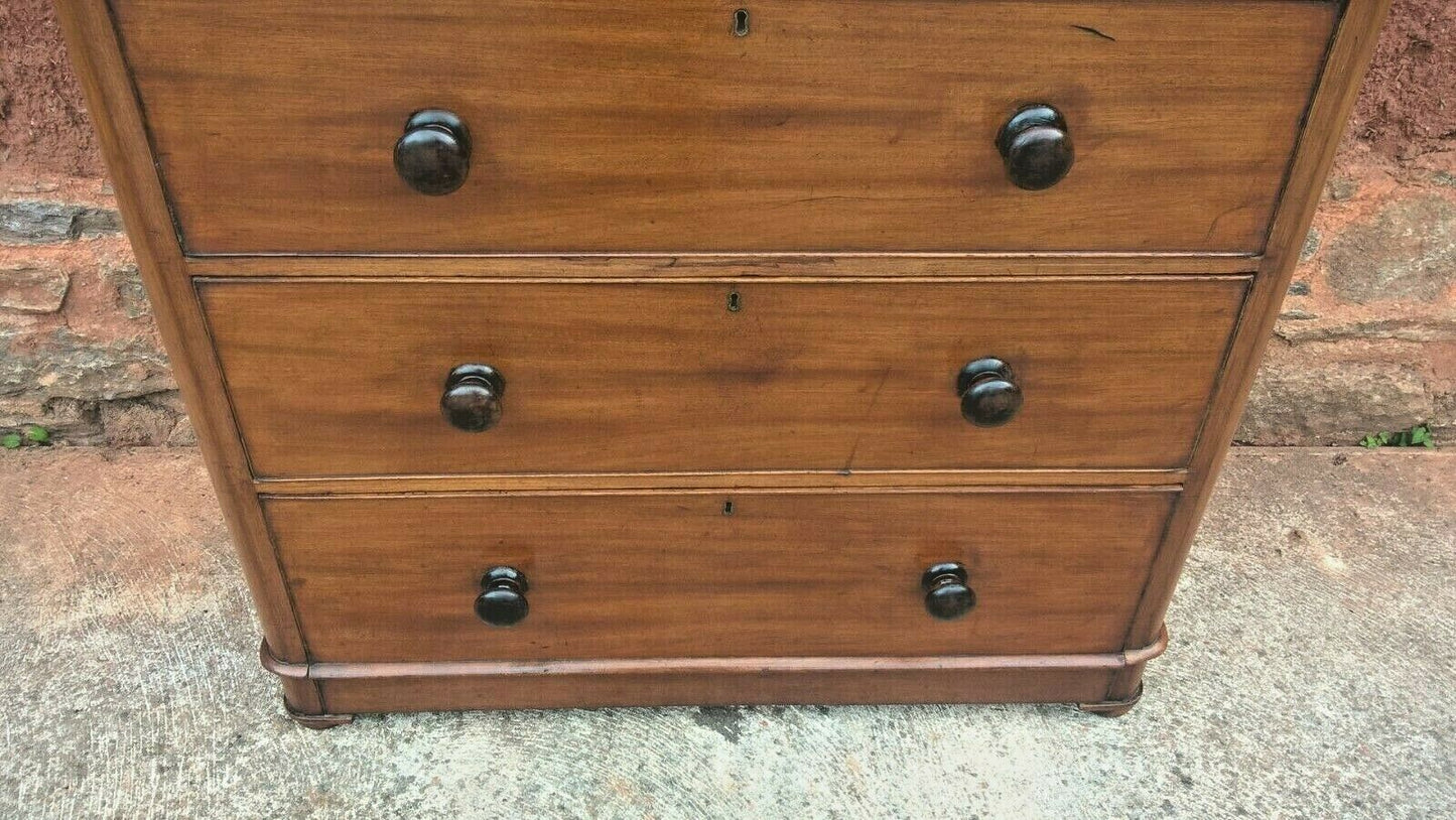 Antique Mahogany Chest Of Drawers With Rounded Corners