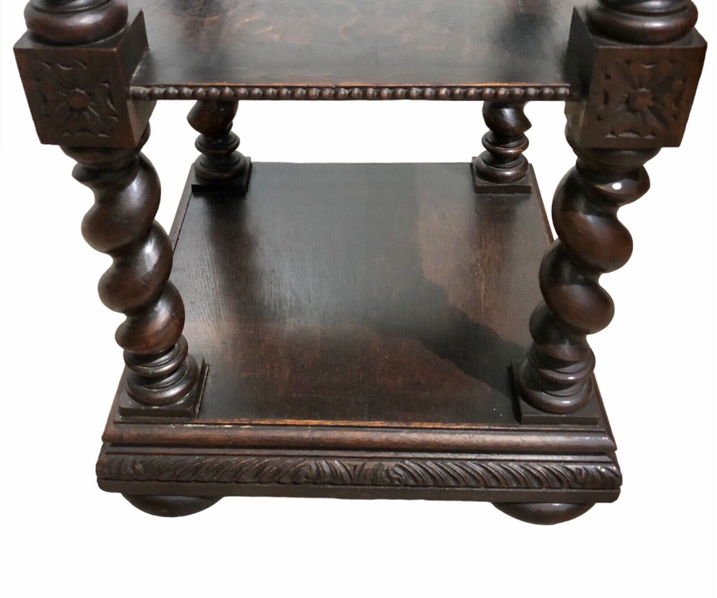 000875....Handsome Gothic Style Oak Etagere / Display Table