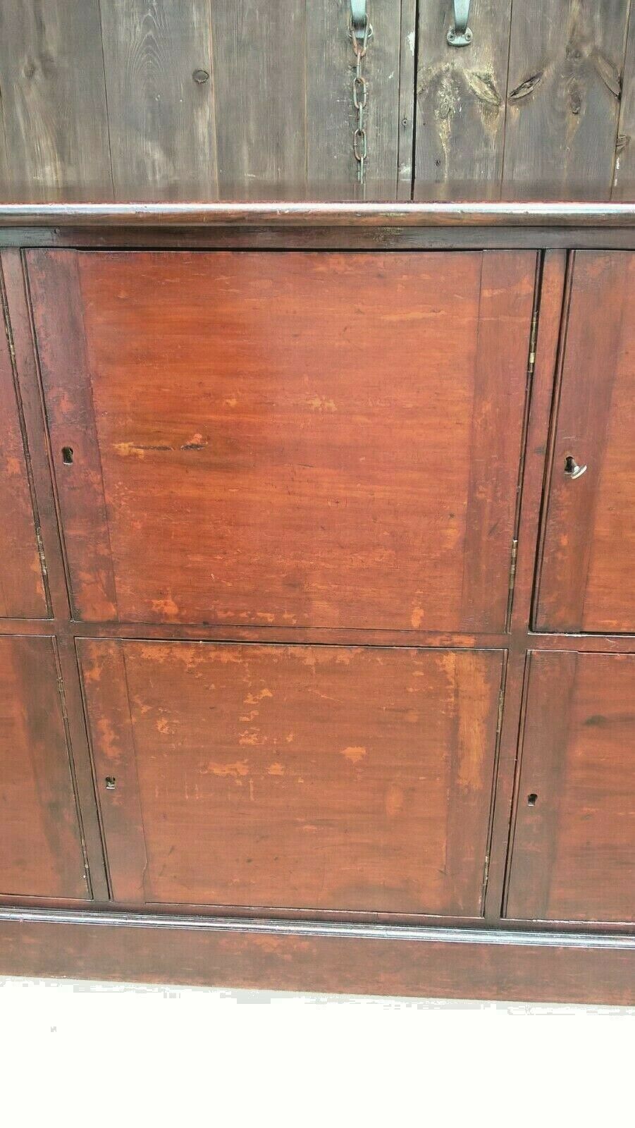 Antique Bank Of Cupboards Or Mahogany Lockers