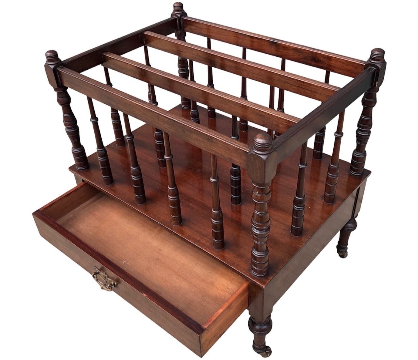 000900....Antique Mahogany Canterbury / Magazine Rack