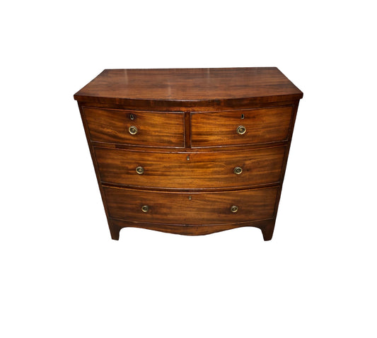 000884....Handsome Antique Regency Mahogany Bow Front Chest Of Drawers ( sold )