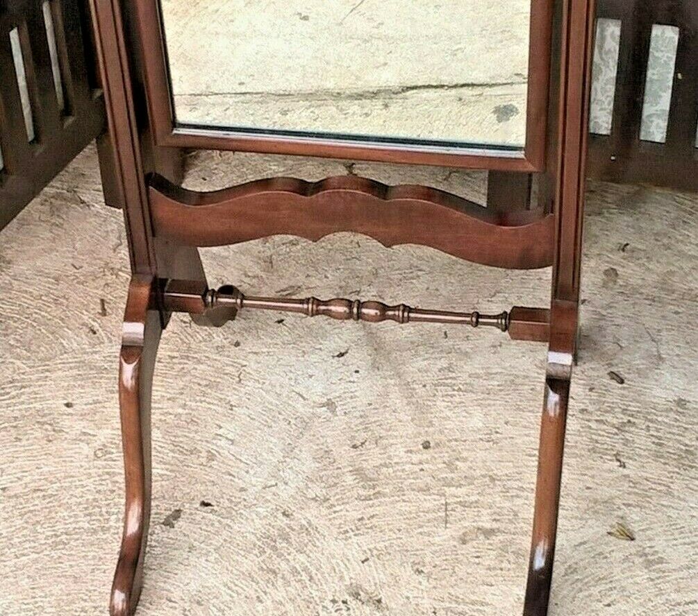 Vintage Mahogany Cheval Mirror / Queen Anne Style Mirror