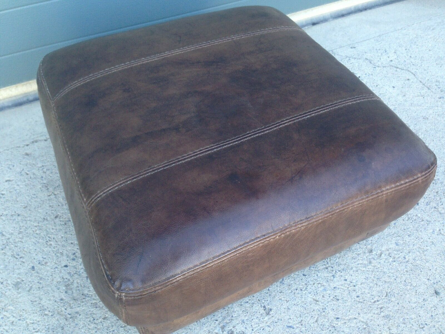 Refurbished Brown Leather Stool / Lovely Vintage Leather Footstool