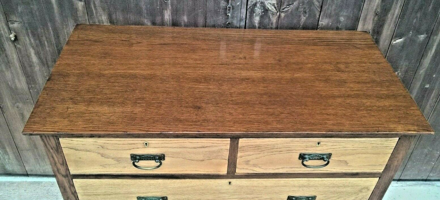 Handsome Arts And Crafts Oak Chest....Oak Chest Of Drawers