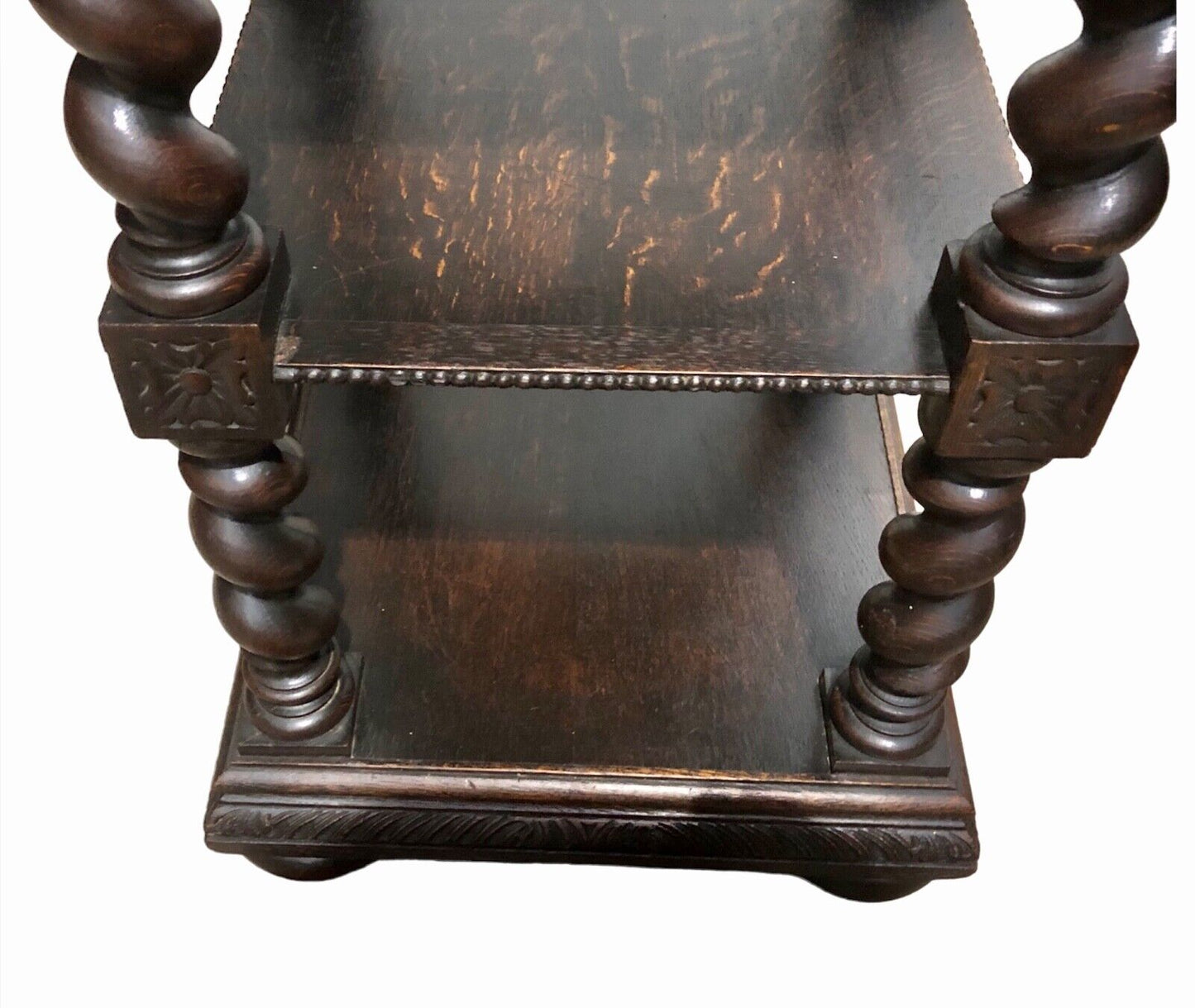 000875....Handsome Gothic Style Oak Etagere / Display Table