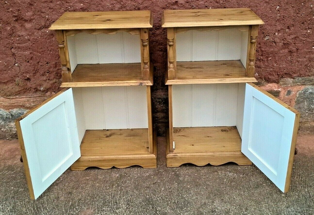 Vintage Pine Bedside Cabinets / Pair Pine Bedside Tables