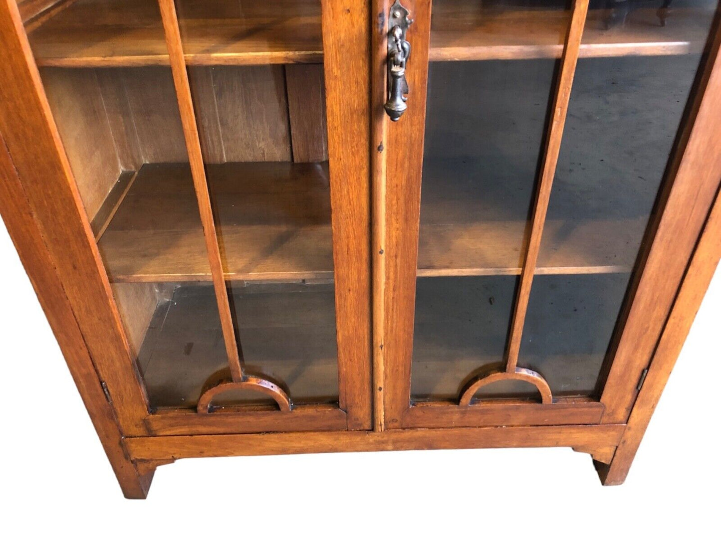 000883...Handsome Art Deco Walnut Glazed Cabinet / Bookcase