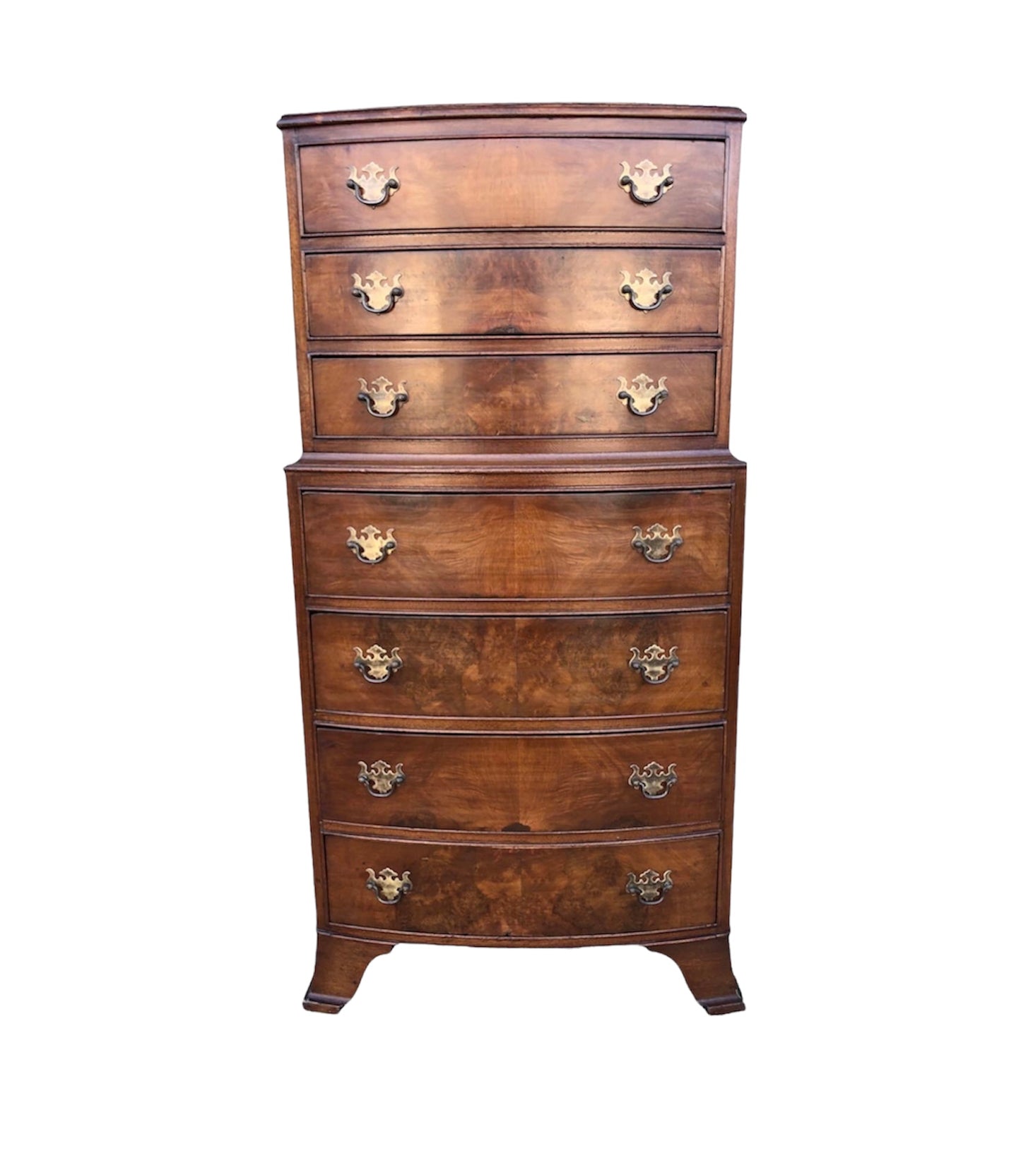 000917....Handsome Vintage Small Walnut Tallboy Chest Of Drawers ( sold )