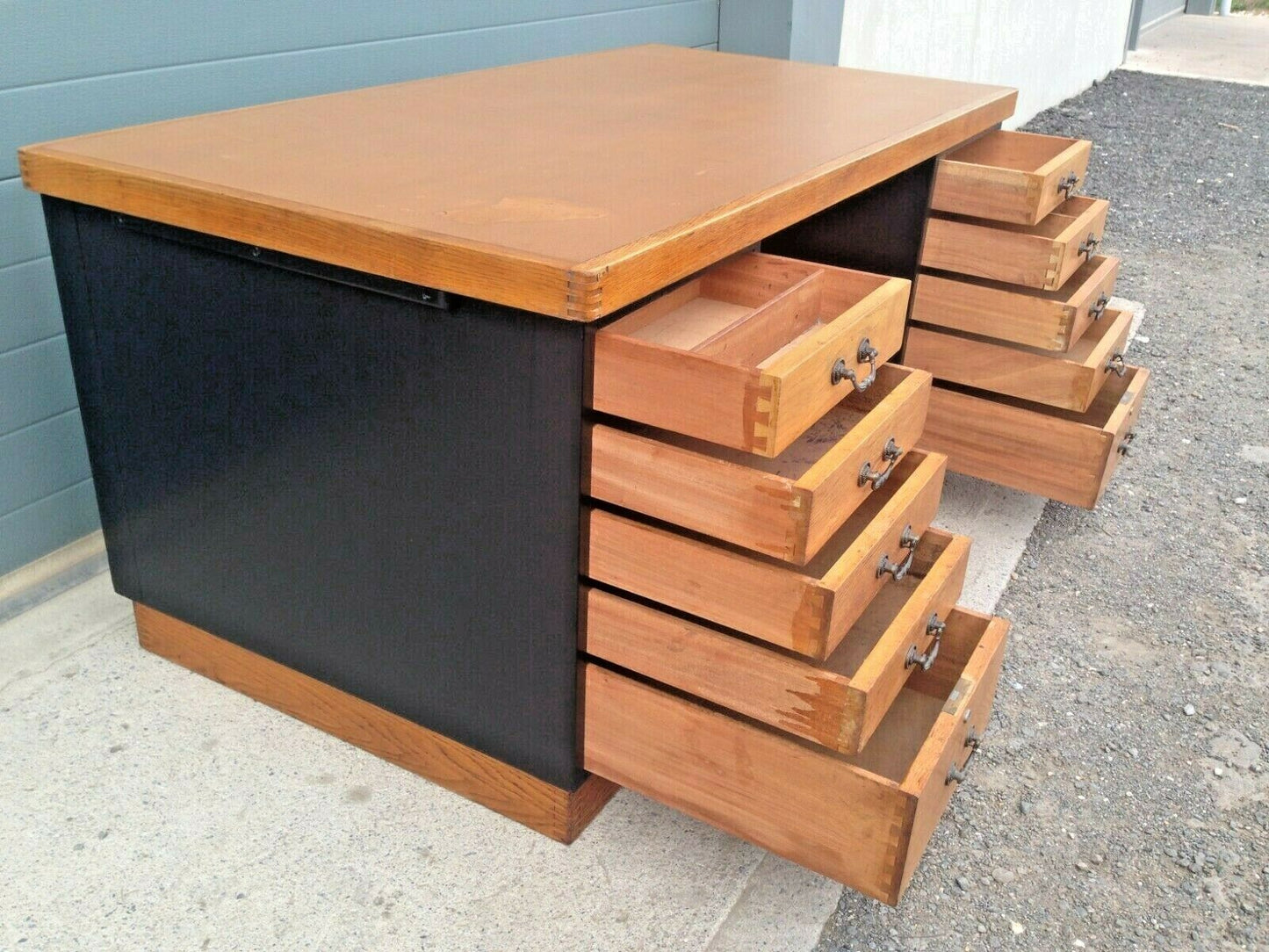 219.....Large Vintage Oak Desk / Industrial Style Desk
