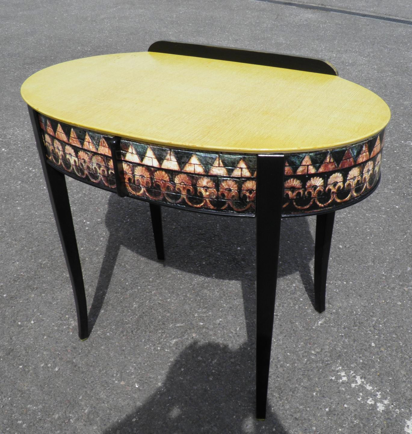 Vintage Art Deco Writing Table With Egyptian Decoration