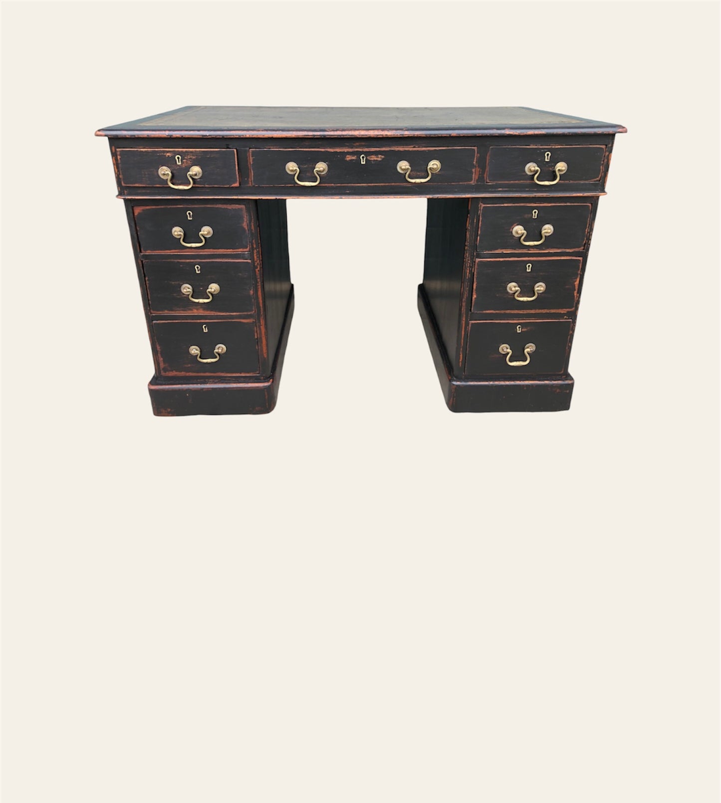 000957....Handsome Antique Pedestal Desk ( sold )