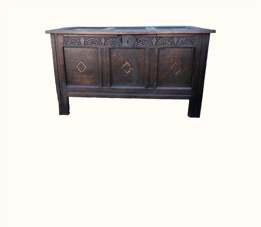 000936....Handsome Antique Oak Coffer / Storage Chest