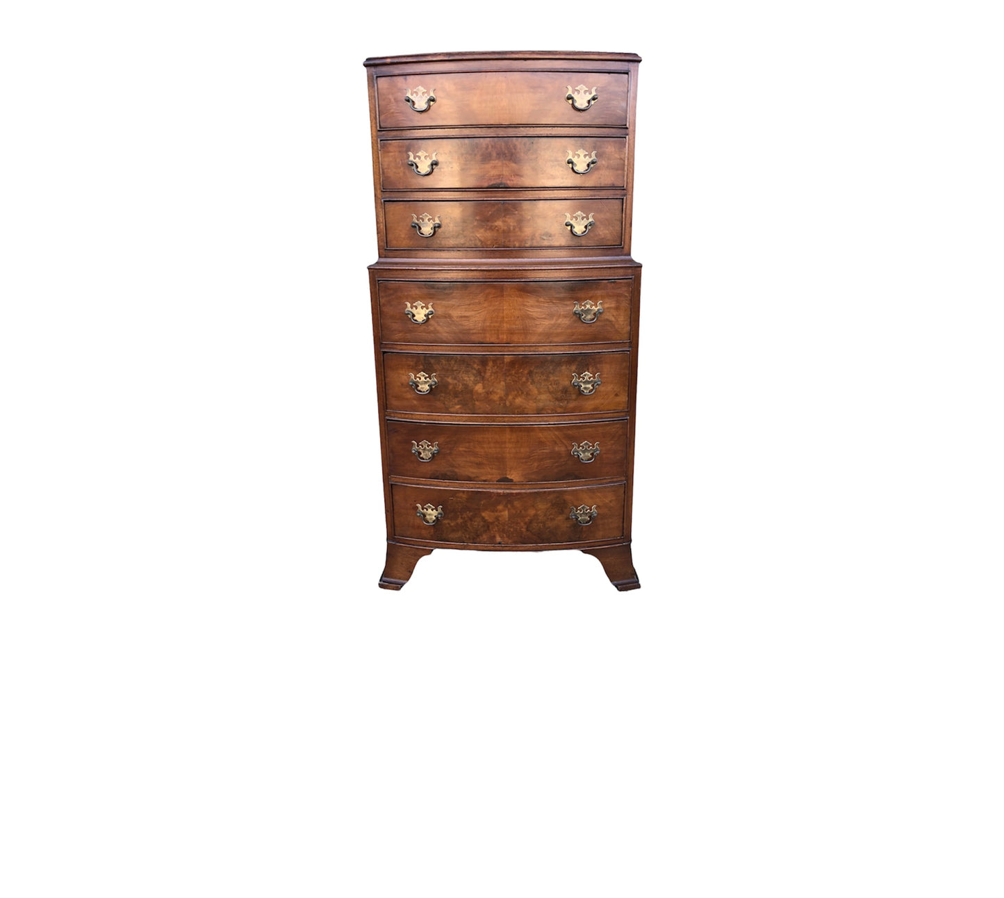 000917....Handsome Vintage Small Walnut Tallboy Chest Of Drawers ( sold )