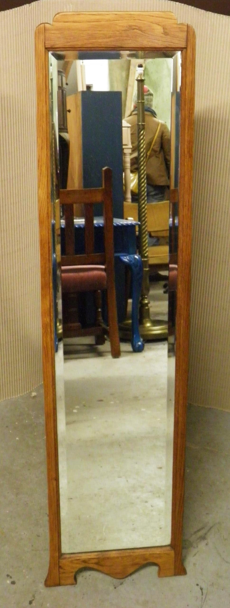 Arts And Crafts Oak Cheval Mirror
