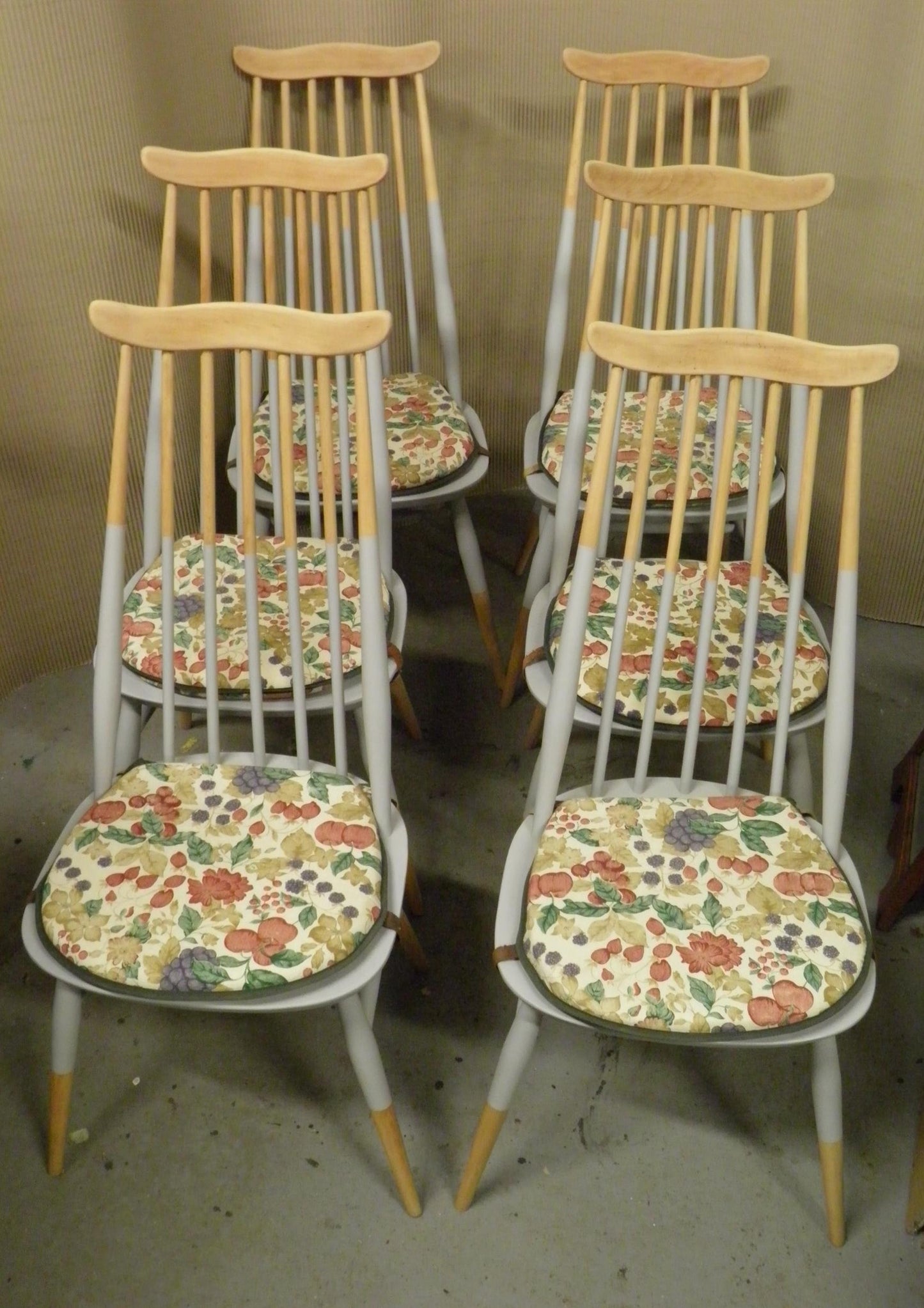 Vintage Upcycled Set Six Ercol Goldsmith Windsor Chairs