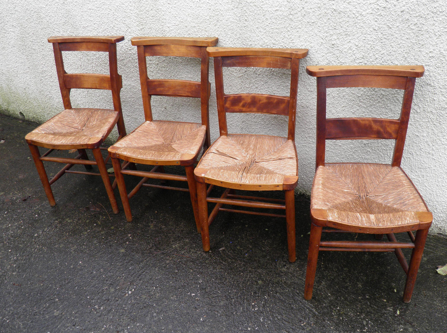 A Set Of Four French Chapel Chairs / Kitchen Chairs