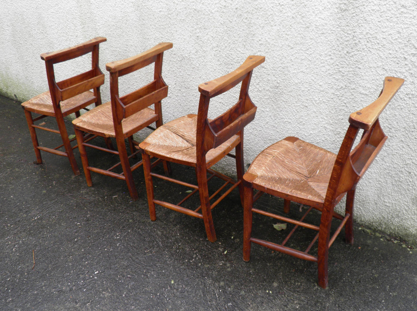 A Set Of Four French Chapel Chairs / Kitchen Chairs