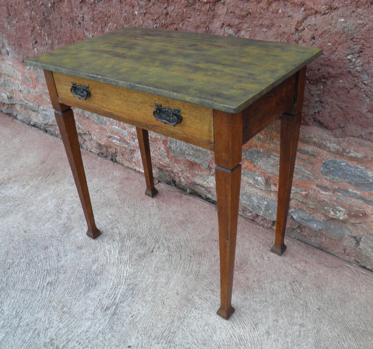 Arts And Crafts Oak Writing Table / Side Table