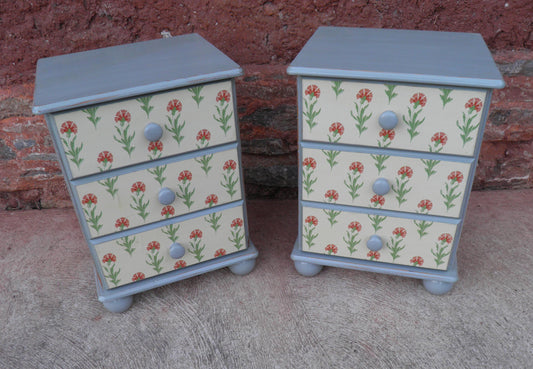 A Pair Of Upcycled Pine Bedside Chests / Bedside Cabinets