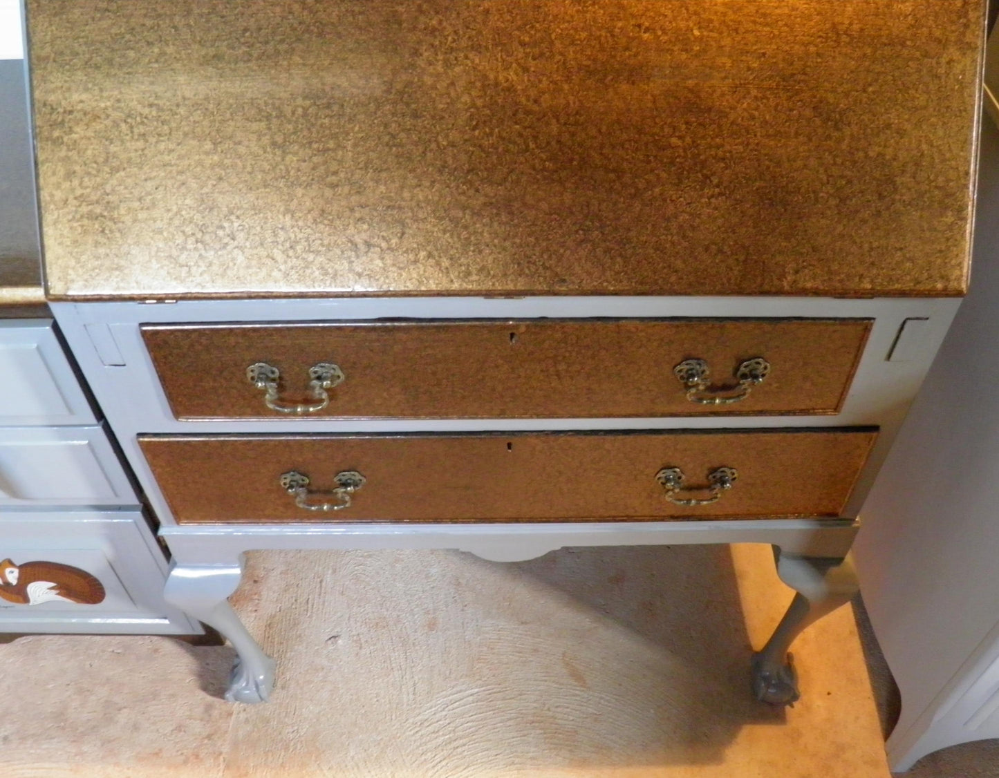 Vintage Upcycled Mahogany Bureau / Writing Desk