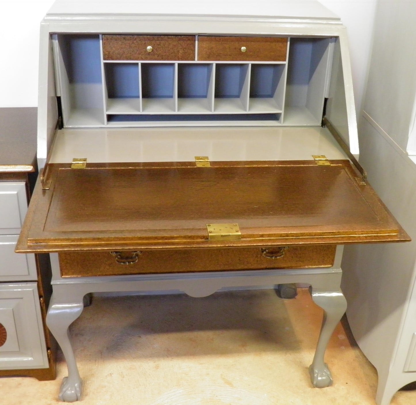 Vintage Upcycled Mahogany Bureau / Writing Desk