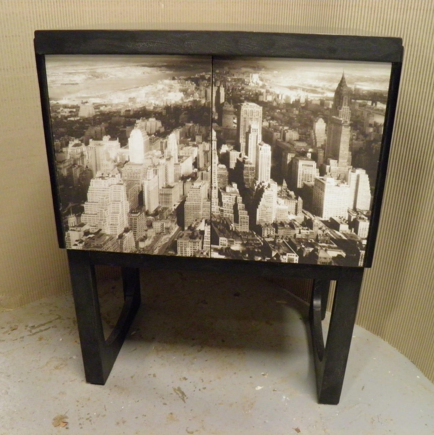 Funky Retro Upcycled 'New York' Record Cabinet