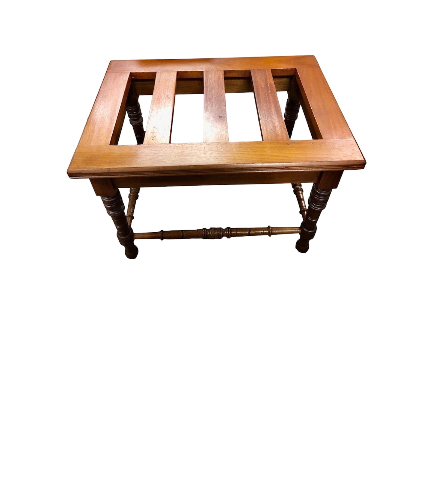 000890....Handsome Antique Walnut Luggage Stand / Luggage Rack ( sold )