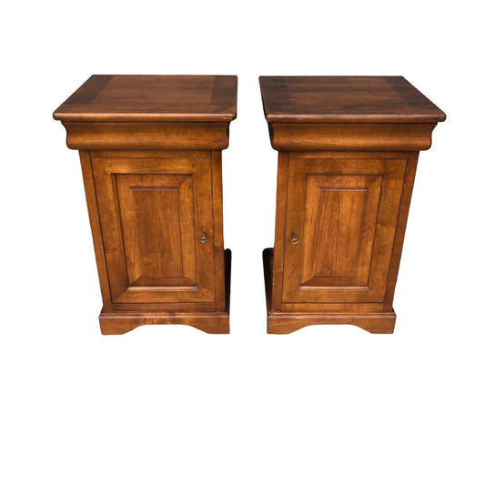 000899....Handsome Pair Of Cherrywood Bedside Tables / Bedside Cabinets ( sold )