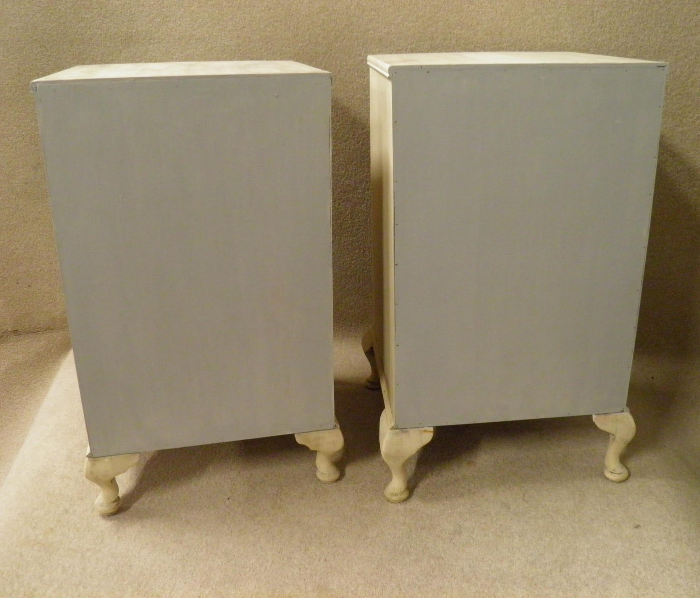 Lovely Matched Pair Of Bleached Walnut and Andrew Martin Fabric Bedside Cabinets