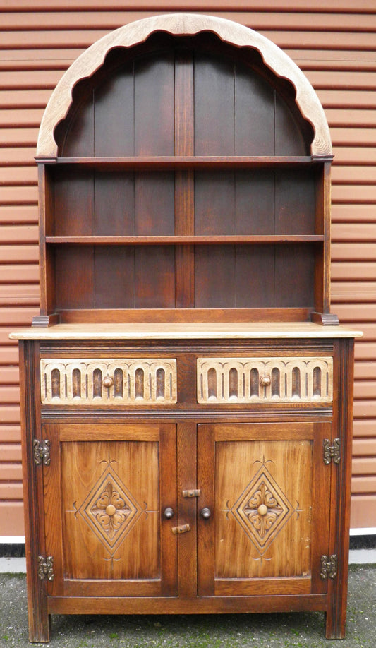 Vintage Carved Oak Dresser In The Old Charm Style