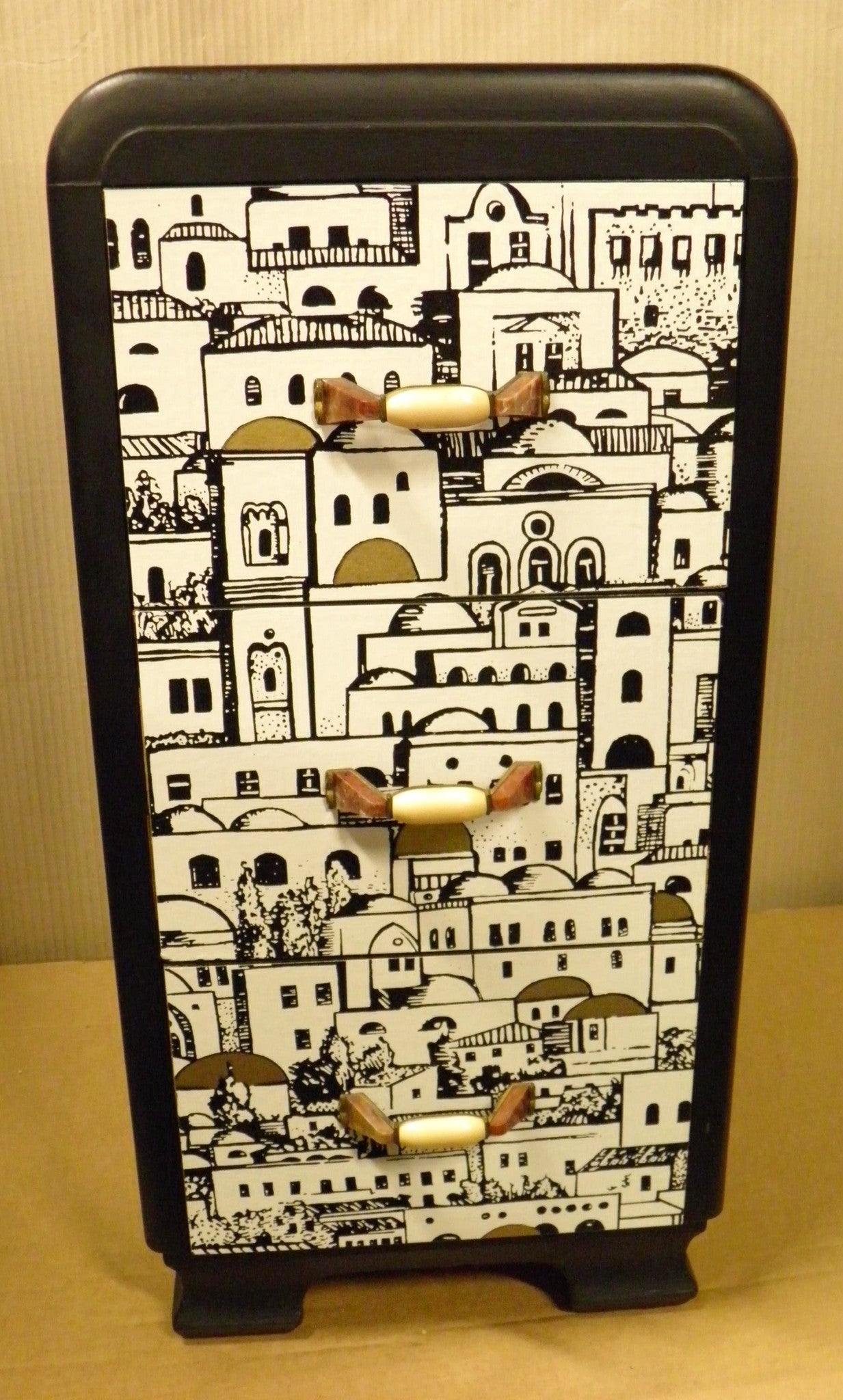 A Stunning Pair Of "Fabulous Fornasetti" Style Bedside Chests