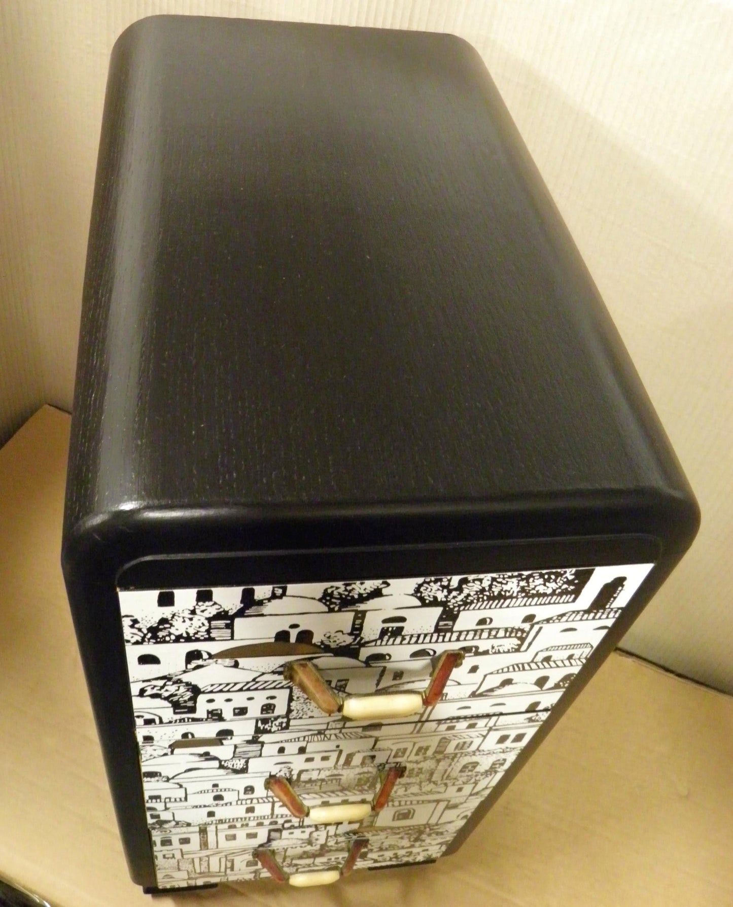 A Stunning Pair Of "Fabulous Fornasetti" Style Bedside Chests